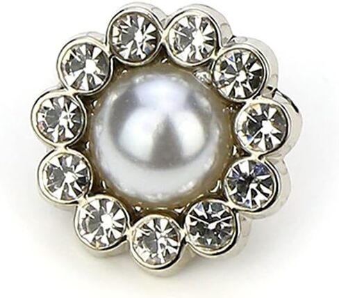 Craftisum Silver Decorative Rhinestone Faux Pearl Sewing Shank Buttons 20 Pcs - 12.5mm, 1/2" in Saudi Arabia