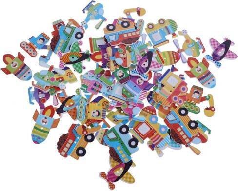 100pcs Cartoon Wooden Buttons Decorative Buttons for with 2 Holes for DIY Sewing Crafts Knitting Baby Clothes - Mixed Transportation in Saudi Arabia
