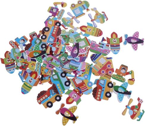 100pcs Cartoon Wooden Buttons Decorative Buttons for with 2 Holes for DIY Sewing Crafts Knitting Baby Clothes - Mixed Transportation in Saudi Arabia