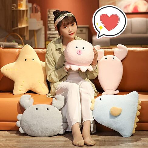 Nenalayo لطيف وسائد فخمة محشوة نجم البحر ألعاب حيوانات Kawaii الحيوان ألعاب من نسيج مخملي وسادة وسادة مريحة أفخم دمية محشوة الديكور هدية in Kuwait