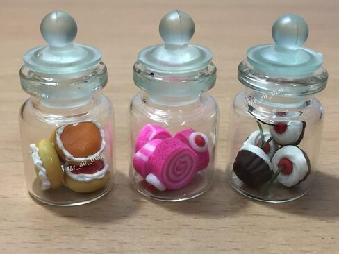 3 قطع مصغّر لخبز الكيك، حلوى حلوى حلوى حلوى حلوى الكيك في الزجاجة الشفافة، عبوة طعام صغيرة #MF015 in Kuwait