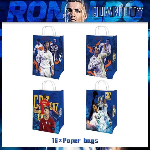 16 قطعة 𝓒𝓻𝓲𝓼𝓽𝓲𝓪𝓷𝓸 𝓡𝓸𝓷𝓪𝓵𝓭𝓸 حقائب هدايا للحفلات كبيرة بمقابض حقائب هدايا ورقية حقائب هدايا لتزيين حفلات أعياد الميلاد وحقائب تسوق وحقائب بضائع لمستلزمات حفلات الأطفال in Kuwait