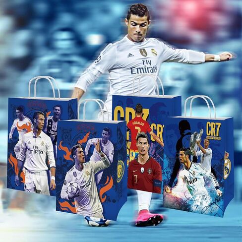 16 قطعة 𝓒𝓻𝓲𝓼𝓽𝓲𝓪𝓷𝓸 𝓡𝓸𝓷𝓪𝓵𝓭𝓸 حقائب هدايا للحفلات كبيرة بمقابض حقائب هدايا ورقية حقائب هدايا لتزيين حفلات أعياد الميلاد وحقائب تسوق وحقائب بضائع لمستلزمات حفلات الأطفال in Kuwait