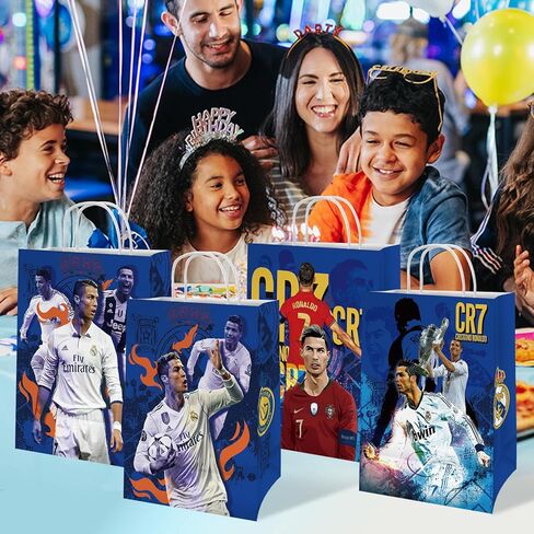 16 قطعة 𝓒𝓻𝓲𝓼𝓽𝓲𝓪𝓷𝓸 𝓡𝓸𝓷𝓪𝓵𝓭𝓸 حقائب هدايا للحفلات كبيرة بمقابض حقائب هدايا ورقية حقائب هدايا لتزيين حفلات أعياد الميلاد وحقائب تسوق وحقائب بضائع لمستلزمات حفلات الأطفال in Kuwait