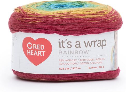خيوط Red Heart It's A Wrap Seaglass - 3 عبوات بوزن 150 جم/5.3 أونصة - مزيج قطن أكريليك - 2 رفيع - 623 ياردة - الحياكة والكروشيه والحرف اليدوية in Saudi Arabia