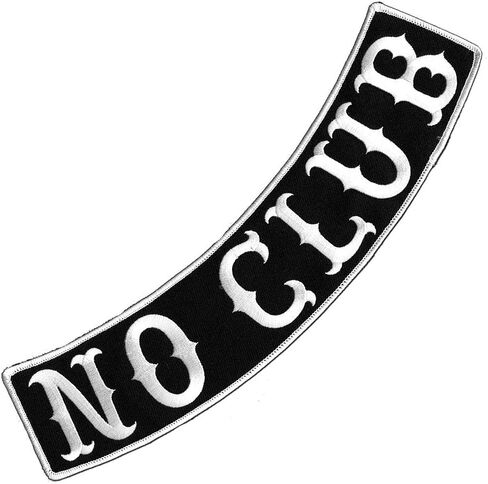 VEGASBEE NO Club Embroidered Iron-On Patch Biker Jacket Rider Vest Bottom Rocker 12" USA (Grey-Black) in Kuwait