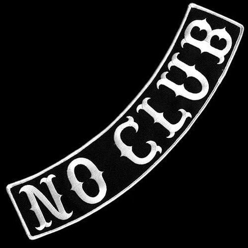 VEGASBEE NO Club Embroidered Iron-On Patch Biker Jacket Rider Vest Bottom Rocker 12" USA (Grey-Black) in Kuwait