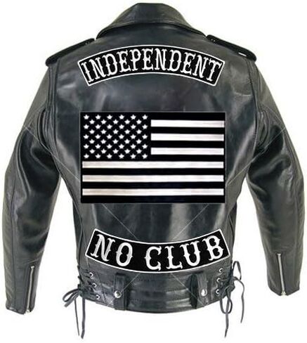 VEGASBEE NO Club Embroidered Iron-On Patch Biker Jacket Rider Vest Bottom Rocker 12" USA (Grey-Black) in Kuwait