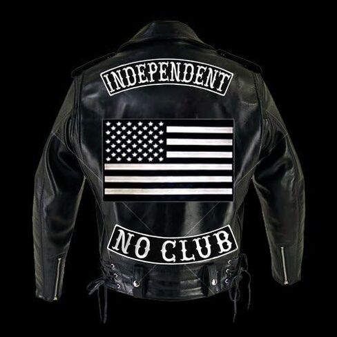 VEGASBEE NO Club Embroidered Iron-On Patch Biker Jacket Rider Vest Bottom Rocker 12" USA (Grey-Black) in Kuwait