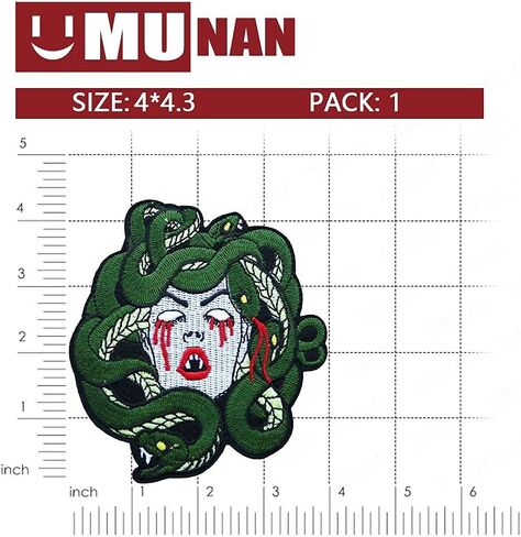 رقعة ميدوسا من ساد بليدينج قابلة للكي على رقعة قماشية مطرزة بتصميم انيمي للملابس والجاكيتات والجينز والقبعات والشنط in Kuwait