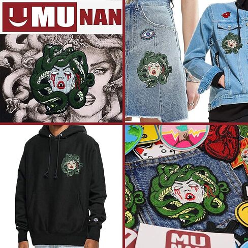 رقعة ميدوسا من ساد بليدينج قابلة للكي على رقعة قماشية مطرزة بتصميم انيمي للملابس والجاكيتات والجينز والقبعات والشنط in Kuwait