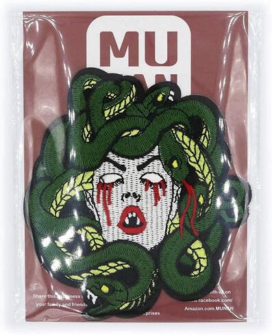 رقعة ميدوسا من ساد بليدينج قابلة للكي على رقعة قماشية مطرزة بتصميم انيمي للملابس والجاكيتات والجينز والقبعات والشنط in Kuwait