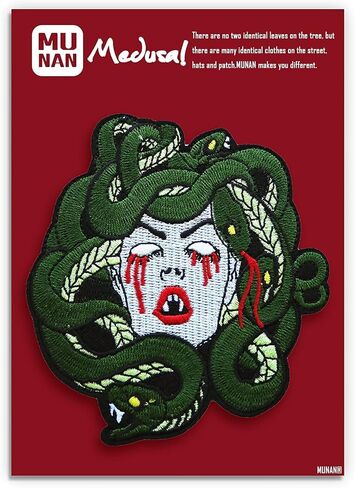 رقعة ميدوسا من ساد بليدينج قابلة للكي على رقعة قماشية مطرزة بتصميم انيمي للملابس والجاكيتات والجينز والقبعات والشنط in Kuwait