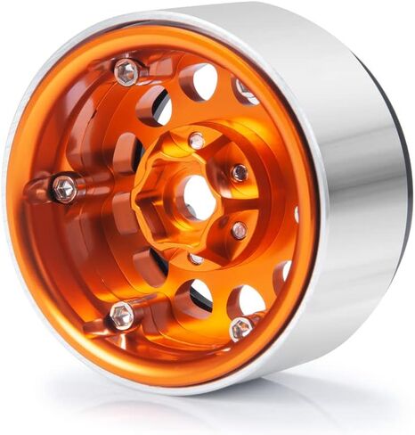 RCLIONS 4 قطع من سبائك الألومنيوم مقاس 1.9 بوصة إطارات عجلات Beadlock عرض 30 مم للمحور SCX10، SCX10 II، SCX10 III، TRX4 1/10th RC قطع غيار السيارات الزاحفة (برتقالي) in Kuwait
