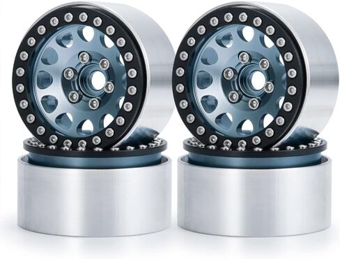 RCLIONS 4 قطع من سبائك الألومنيوم مقاس 1.9 بوصة إطارات عجلات Beadlock عرض 30 مم للمحور SCX10، SCX10 II، SCX10 III، TRX4 1/10th RC قطع غيار السيارات الزاحفة (برتقالي) in Kuwait