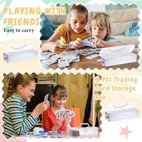 Kigley 8 Pcs Trading Card Storage Box Organizer Fit 4800 Plus Cards, Clear Plastic Deck Playing Card Case Holder Compatible with MTG TCG Baseball Football Sports Game Playing Card Collector (Box Only) in Saudi Arabia