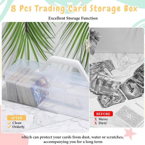 Kigley 8 Pcs Trading Card Storage Box Organizer Fit 4800 Plus Cards, Clear Plastic Deck Playing Card Case Holder Compatible with MTG TCG Baseball Football Sports Game Playing Card Collector (Box Only) in Saudi Arabia