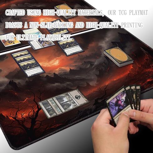 MTG Playmat Size 24x14in Free Storage Bags Non-Slip Backing, Ideal for Card Game Enthusiasts TCG Playmat (Shadow Dragon-No Deck) in Kuwait