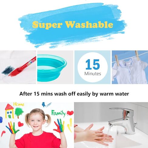 اقلام تلوين جامبو قابلة للغسل للاطفال الصغار، 24 لون، اقلام تلوين غير سامة وقابلة للالتواء، مجموعة اقلام جل حريرية كبيرة سهلة الحمل مع لفة ورق تلوين 11 انش × 157.5 انش، هدايا للاطفال الاولاد والبنات in Kuwait