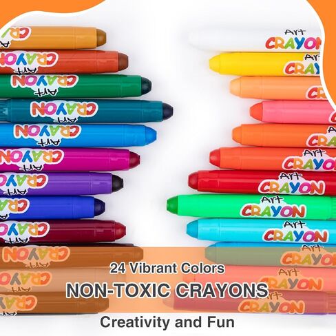 اقلام تلوين جامبو قابلة للغسل للاطفال الصغار، 24 لون، اقلام تلوين غير سامة وقابلة للالتواء، مجموعة اقلام جل حريرية كبيرة سهلة الحمل مع لفة ورق تلوين 11 انش × 157.5 انش، هدايا للاطفال الاولاد والبنات in Kuwait