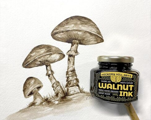 Handcrafted Walnut Ink, Large 3.75 Oz (112 mL) Comes in a Resealable Glass Inkwell for Calligraphy Dip Pens, Brushes, Dye or Stain in Saudi Arabia