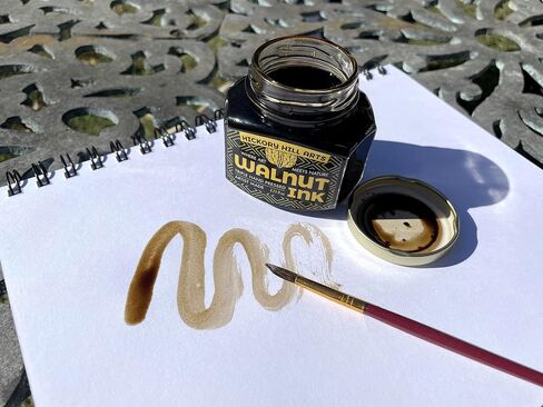 Handcrafted Walnut Ink, Large 3.75 Oz (112 mL) Comes in a Resealable Glass Inkwell for Calligraphy Dip Pens, Brushes, Dye or Stain in Saudi Arabia