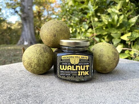 Handcrafted Walnut Ink, Large 3.75 Oz (112 mL) Comes in a Resealable Glass Inkwell for Calligraphy Dip Pens, Brushes, Dye or Stain in Saudi Arabia