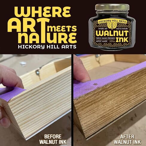 Handcrafted Walnut Ink, Large 3.75 Oz (112 mL) Comes in a Resealable Glass Inkwell for Calligraphy Dip Pens, Brushes, Dye or Stain in Saudi Arabia