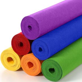 Hosuly 12 Yard Felt Velvet Fabric Sheet 13.5''x72'' Felt Roll Velvet Drawer Liner Multi Colored Large Felt Sheets Velvet Wallpaper for Sewing Cushion Padding DIY Art Craft (Rainbow Color,Felt)
