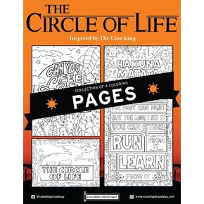 Coloring Broadway - Lion King Inspired Coloring Pages (Set of 4), Circle of Life Musical Merchandise, Printed on Matte Card Stock (8 1/2" x 11"), Ideal Gift for a Broadway Theater Lover