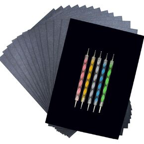 100 Sheets Carbon Transfer Paper Tracing Carbon Paper for DIY Wood Working Paper Canvas and Other Art Craft Surfaces Graphite Transfer Paper & 5 Pieces Ball Embossing Stylus Black (8.3 x 11.7 Inches) in Saudi Arabia