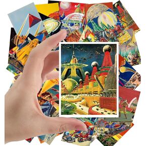 Large Stickers (24 pcs 2.5"x3.5") Vintage SciFi Comic Futuristic Art Magazine Illustration