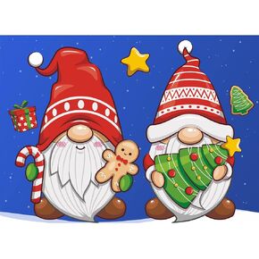 وونمون عيد الميلاد الماس اللوحة للبالغين، DIY الحفر المستديرة عيد الميلاد جنوم الماس اللوحة الفنية مجموعات للأطفال، الطلاء بالأرقام النقاط الماس مع الملحقات حصيلة لديكور الجدار (12 × 16 بوصة) in Kuwait