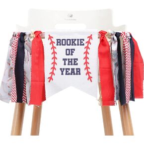 راية Rookie of the Year - لافتة كرسي مرتفع لعيد الميلاد الأول/الأول للبيسبول، ديكورات حفلات عيد ميلاد البيسبول، لافتة كرسي مرتفع لعيد الميلاد الأول للأولاد، لافتة رياضية لعيد الميلاد الأول in Kuwait