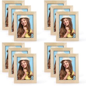 اطارات صور يدوية الصنع من 12 قطعة من الخشب غير المصقول مقاس 5×7، اطارات صور من خشب الصنوبر الصلب للتزيين، لمشاريع الرسم الفنية والحرفية، (مقاس اطار 7×9 يحمل صور 7×5) للبالغين والاطفال in Kuwait