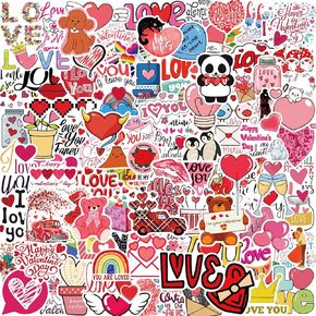 100PCS Valentine's Day Stickers Love Stickers, Love Heart Stickers Vinyl Waterproof Romantic Valentine Stickers for Laptops Gifts Water Bottles Scooters and Valentine's Day Wall Window Decorations