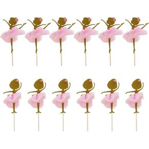BESTOYARD 12PCS Gold Glitter Ballerina Dancing Girl Cupcake Toppers Picks for Wedding Bridal Shower Birthday Party Decoration in Saudi Arabia