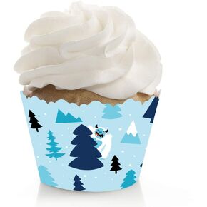 Big Dot of Happiness Yeti to Party - Abominable Snowman Party or Birthday Party Decorations - Party Cupcake Wrappers - Set of 12