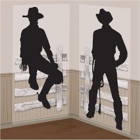 Black Silhouette Cowboys Scene Scetter Add-Ons - 65" x 33.5" (Pack of 2) - Easy-to-Install Plastic Backdrops for Western Themed Parties and Events in Saudi Arabia