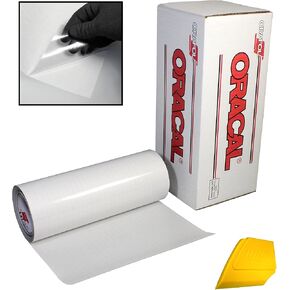 ORACAL Transparent Transfer Paper Tape Roll W/ Hard Yellow Detailer Squeegee (3 Feet x 12 Inches)