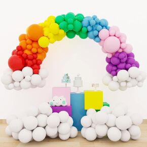 Holicolor Rainbow Balloon Arch Kit 138pcs 5 10 12 18 Inch 8 Assorted Color Latex Balloons Garland for Birthday Wedding Baby Shower Engagement Anniversary Decorations in Kuwait