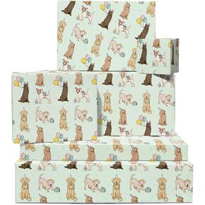 CENTRAL 23 Dog Wrapping Paper - Happy Birthday Wrapping Paper For Pet Dog - 6 Giftwrap Sheets - For Men Women - Fur Parents - Comes With Stickers - Recyclable in Saudi Arabia
