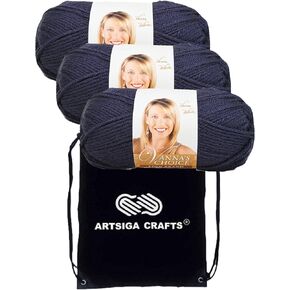 Lion Brand Vanna's Choice Oatmeal 860-400 (3-Skeins - Same Dye Lot) Worsted Medium #4 Acrylic Yarn for Crocheting and Knitting with Project Bag in Kuwait