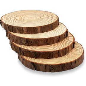 DSYIL 4 Pack Large Unfinished Wood Slices, 7-8 Inch Wood Round Circles with Tree Bark, Rustic Wood Slabs Bulk, Christmas Ornaments Wood Pieces for Rustic Wedding Table Centerpieces Decoration in Kuwait