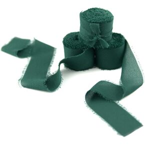 Kainonnan 3 لفات تيراكوتا حرير شريط شيفون شريط هامش مصنوع يدويًا 1.5 بوصة × 7 ياردة شريط لتغليف الهدايا ودعوات الزفاف وباقات الزفاف ديكور (التيراكوتا) in Kuwait