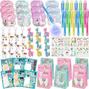 Winrayk 84Pcs Mexican Llama Birthday Party Favors Supplies Bags Iinvisible Ink Pen Notebook Make Your Own Sticker Keychain Eraser Tattoo Sticker Llama Gifts for Kid Llama Birthday Party Supplies Decor in Saudi Arabia