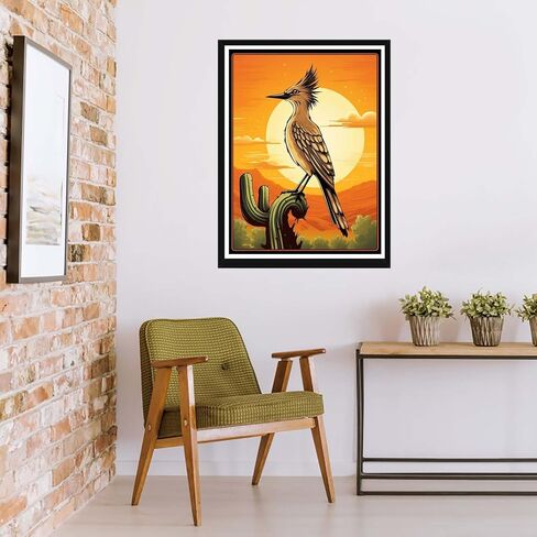 Rovepic 5D Diamond Painting Kits Bird Round Full Drill, DIY Paint with Diamonds Art Birds of The Desert Crystal Rhinestone Cross Stitch for Home Office Wall Crafts Decorations 12×16 Inch in Kuwait