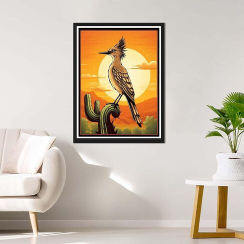 Rovepic 5D Diamond Painting Kits Bird Round Full Drill, DIY Paint with Diamonds Art Birds of The Desert Crystal Rhinestone Cross Stitch for Home Office Wall Crafts Decorations 12×16 Inch in Kuwait