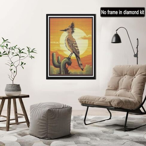 Rovepic 5D Diamond Painting Kits Bird Round Full Drill, DIY Paint with Diamonds Art Birds of The Desert Crystal Rhinestone Cross Stitch for Home Office Wall Crafts Decorations 12×16 Inch in Kuwait
