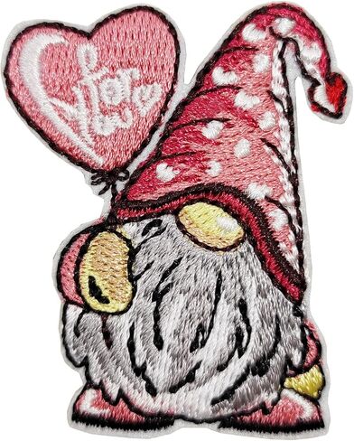 Love Gnome with Heart Balloon Embroidered Iron On Patch Love Stickers in Saudi Arabia